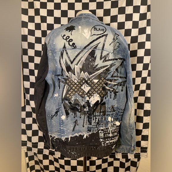 SMOKE RISE DMN CO artsy denim jacket - Picture 5 of 9